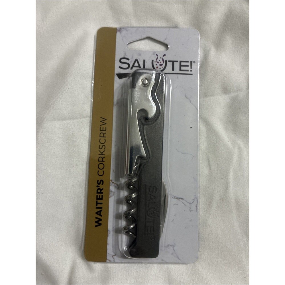 Folding Corkscrew Wine Opener Foil Cutter - Stainless Steel Salute